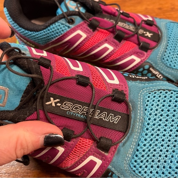 Salomon X-Scream purple blue green trail running shoes size 6.5 - Picture 9 of 12